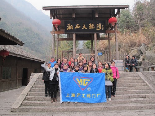 上海滬工閥門廠女員工在浙西大龍灣（合影）